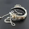 Hårklipp barock lyxig longtassel pärla kristall metall blomma tiara tillbehör för kvinnors bröllop pannband flickor bröllop55