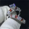 Hartvorm ring Set belofte Enagement Wedding Band Ringen set voor vrouwen mannen AAAAA zirkoon cz Zilver Kleur Vinger Sieraden