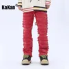 Men s Jeans Kakan European and American Patch Wear Tassel Hole Spliced Straight Leg Denim Pants K73 P090 231113