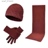 Cappelli Sciarpe Set Autunno Inverno Uomo Donna Lavorato a maglia Ispessito Cappello di lana calda Sciarpa G Set 3 pezziL231113