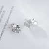 Stud Earrings Fine Jewelry Genuine 925 Sterling Silver Plant Luxury Pearl Earring For Women Anniversary Wedding