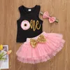 Clothing Sets 0-24m Born Baby Girl Clothes Vest Top Lace Tutu Mini Skirt Bow Headband Birthday Party 3Pcs Outfit Set