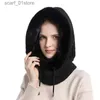 Hats Scarves Sets Winter Hat for Women Hooded Face Mask Fluff Keep Warm Thicken Style Neck Scarf Hooded Cs Beanie Knitted Cashmere Neck WarmerL231113