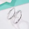 Cluster Rings Genuine Real Pure Solid 925 Sterling Silver Couple For Women Man Jewelry Cubic Zircon Female Male Lover Wedding Ring