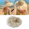 Sombreros de ala anchos decoración de encaje sombrero de cubo de verano pescador de color sólido para adolescentes adultos hierba de lafita amigable para la piel