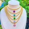 Pendant Necklaces 5Pcs Cute Friendship Gift 18K Gold Plated Jewelry Charm Multi Color Crystal Stone Paved Shiny Necklace Women