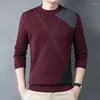 Pankys masculins 2024 Tendance de mode d'automne et d'hiver Round cou tricot coloré à manches longues confortables Pull de sous-couche chaude décontractée