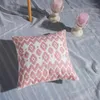 Almohada pilmandú cubierta geométrica floral rosa 45x45cm bordado de algodón 18x18 pulgadas suave acogedor para sala de estar