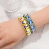 Strand 2023 Design Vinterkristallpärlor armband färgglad elastisk för kvinnor handgjorda bohemiska glänsande smycken