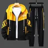 Herren Trainingsanzüge Herren Trainingsanzüge 2-teilige Trainingsanzüge Herren Reißverschluss Strickjacke Druck Sweatshirts Jogginghose Sets Student Ehemann Sportbekleidung 230413