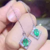 Orecchini pendenti Orecchino a goccia con smeraldo 0,52 ct 2 pezzi di pietre preziose naturali in vero argento sterling 925 # S9011111