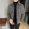 Manteau de tranchée à simple boutonnage en fausse fourrure pour hommes Veste Homme Mode Veste Tartan rétro Aautomne et hiver Manteau en laine court mince pour hommes S-3XL 231113