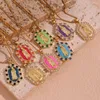 Collares colgantes Acero inoxidable Color Gota de aceite Zircon Humanoide Hexagonal Hangtag Collar Vintage Mujer Joyería de moda Amigo Regalo