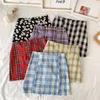 Gonne Gonna scozzese rossa Estate Donna Coreano Kawaii Preppy Vita alta Split Femminile Stampa vintage Plaid Cute Bodycon Gonne a matita 230413