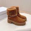 2023 inverno designer botas de neve plataforma curta mulheres pele preto marrom inverno australiano tornozelo bota tamanho 35-40 com caixa