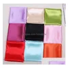 Foulard carré en Satin de soie pour femmes, 60x60cm, Mti, couleur Pure, quatre saisons, bandeaux de bureau, Bandana, livraison directe, Dh9Wo
