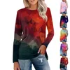 Kvinnors T-skjortor 2023 Fashion Shirt 3D Print Gradient Mönster Toppar O-Neck Pullover Långärmad Y2K-kläder för flickor Sweatshirt