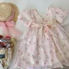 Robes pour filles Les filles s'habillent pour l'été 2-8 ans fille robe de princesse à nœud floral rose doux 230413