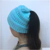 10色ファッションポニーテールニット帽子秋と冬の暖かいウール女性用カラーフアウトドアニットドロップデリバリーDH7JQ