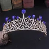 Hårklipp charm brud tiara krona för bröllopstillbehör peadband kristall brud kronor tiaras headpiece head smycken orname