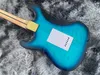 China elektrische gitaar blauwe kleur flame maple top gouden hardware duplex tremolosysteem 6 snaren