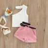 Kleidung Sets Infant Kinder Bbay Mädchen Tanks Weste Tops Shorts Gürteltasche Taschen Dekoration Casual Style Sommerkleidung 6M4T 230412