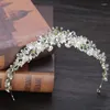 Pinces à cheveux tendance, grand diadème en strass, couronne, bijoux de mariage, accessoires pour femmes, couleur or, perle, couvre-chef