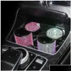 Autres accessoires intérieurs Autres accessoires intérieurs Cendrier de voiture Porte-gobelet de fumée Cendrier de rangement Strass rose pour voitures Diamond W Dhc3Y