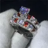 Hartvorm ring Set belofte Enagement Wedding Band Ringen set voor vrouwen mannen AAAAA zirkoon cz Zilver Kleur Vinger Sieraden