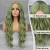 Cosplay Wigs Long Wavy Green Synthetic Wig Women's Heat-Resistant Natural Half Part Cosplay Party Lolita Red Black Pink Wig 230413