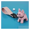 6 Colors Fashion Leather Cord Keychain Cute French Bldog Animal Dog Keyring Holder Bag Charm Trinket Accessories Drop Delivery Dhunt