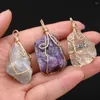 Pendant Necklaces Natural Crystal Stone Irregural Winding Golden Rose Quartz Amethyst For Women Jewerly DIY Necklace Accessories