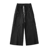 Men's Pants Multi Pocket Dark Black Cargo Men Women High Streetwear Hip Hop Loose Causal Long Wide Leg Unisex Trousers