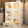 Cat Carriers Nordic Cages With Toilet Transparent House Luxury Villa Home Indoor Cabinet Litter Box Integrated Cage