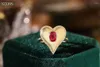 Anéis de cluster XCL PEACH HEART STYLE 18K RING FINE JEWELRY PARA LADY PARTY WEWDDING