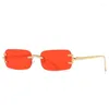 Lunettes de soleil sans bords pour femmes et hommes, design carré, tendance, mode Vintage, nuances métalliques, UV400