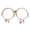 Braccialetti con ciondoli 2 pezzi/set Bracciale magnetico natalizio Buon Natale Coppia albero Babbo Natale Bastoncino di zucchero Catena a mano