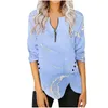 Damenblusen Reißverschluss Tie-Dye Blumendruck Damenbluse Herbst und Sommer Tops Damen 2023 3d Abstrakt Elegant Blusas Mujer