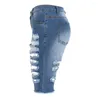 Jeans femininos rasgados shorts jeans Mulheres no joelho Mid Rise Stretch Bermuda 2023 Summer Sexy Destruido Hole Short Short