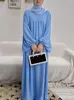 Etniska kläder Plain Abaya Long Dress Balloon Sleeve Muslim Women Crepe Loose Hijab Robe African Dresses Islam Dubai Modest Kaftan 2023