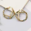 Enkel 18K Gold Plated Hoop örhängen lyx varumärkesdesigners brev Stud geometriska berömda kvinnor färgglada kristall strass pärla örhänge bröllopsfest juvelera