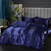 Bedding sets Mulberry Silk Bedding Set with Duvet Cover Bed Sheet Pillowcase Luxury Satin Bedsheet Solid Color King Queen Full Twin Size 230413