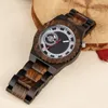 Montres-bracelets Montre en bois classique Nature Bois de santal Squelette Quartz Chiffres romains Cadran Cadeaux pour hommes Femmes Couple Reloj de Madera