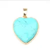 Pendant Necklaces Romantic Style Light Yellow Gold Color Love Heart Green Turquoises Stone For Gift Black Agates Jewelry