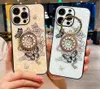 Tybomb Butterfly Bling Diamond Holder Falls för iPhone 15 14 Plus 13 Pro Max 12 11 Luxury Clock Flower Hard PC Plast TPU Rhinestone 360 ​​Finger Ring Kickstand Cover