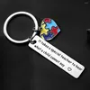 Keychains Autism Awareness Jigsaw Puzzle Keychain Hope Colorful Piece Printed Pendant Key Ring Present Lärargåvor