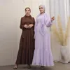 Etnische kleding bescheiden abaya moslimjurken voor dames kalkoen effen luxe chiffon geplooide dubai party lange jurk islamitische kaftan gewaad