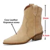 Stiefel Morazora Große Größe 3443 Wildleder Westernstiefel Frauen Slip On Spitze Zehen Herbst Cowboy Knöchel für 231113