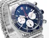 BLSF 44 mm Chronomat B01 AB0136161 Automático A7750 Reloj para hombre Cronógrafo Marcadores de barra azul Esfera Pulsera de acero inoxidable Relojes Timezonewatch TWBR C150A