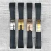 Other Fashion Accessories 20mm Soft Black Rubber Silicone Watch Band ROL 111261 SUB/GMT/YM Accessories bracelect with Silver Clasp J230413